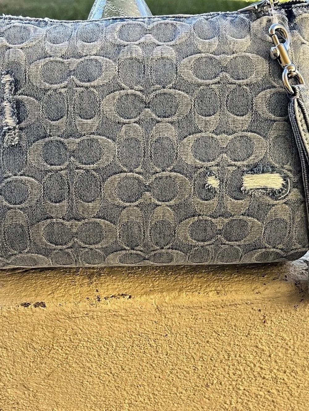 Coach Pouch Wristlet In Signature Denim